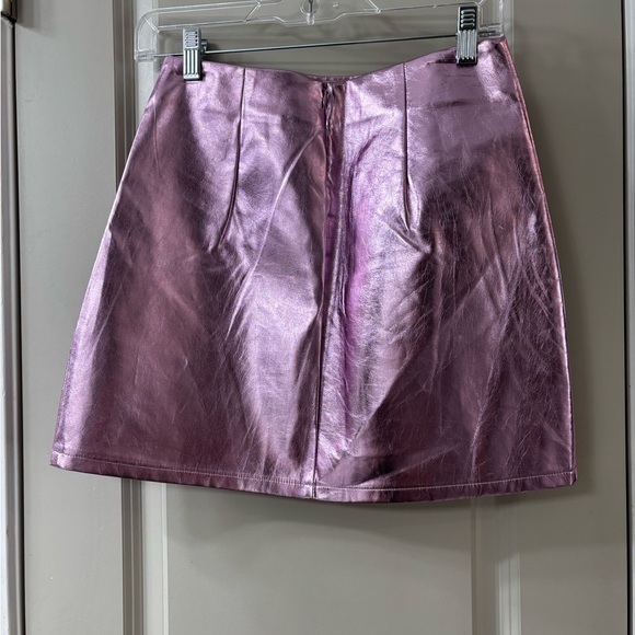 Le Lis Shimmering Faux Leather Metallic Lavender Mini Skirt - Picture 4 of 9
